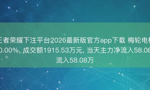 王者荣耀下注平台2026最新版官方app下载 梅轮电梯涨0.00%, 成交额1915.53万元, 当天主力净流入58.08万