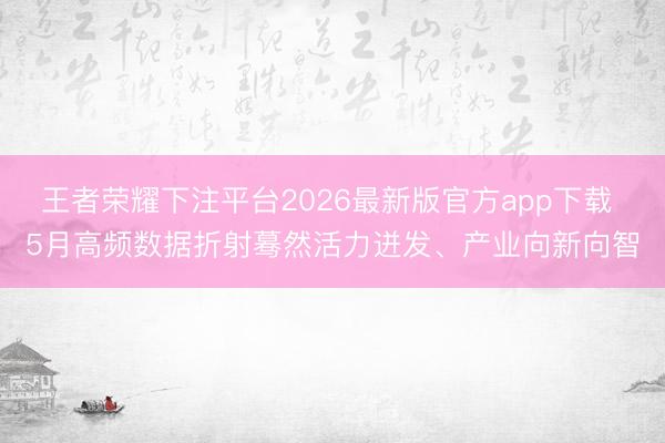 王者荣耀下注平台2026最新版官方app下载 5月高频数据折射蓦然活力迸发、产业向新向智