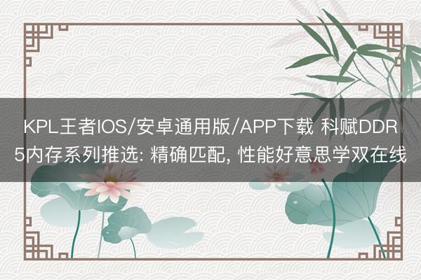 KPL王者IOS/安卓通用版/APP下载 科赋DDR5内存系列推选: 精确匹配， 性能好意思学双在线