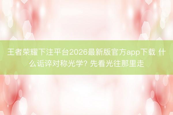 王者荣耀下注平台2026最新版官方app下载 什么诟谇对称光学? 先看光往那里走