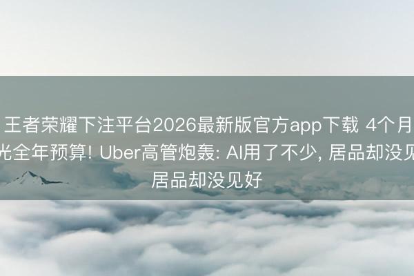 王者荣耀下注平台2026最新版官方app下载 4个月烧光全年预算! Uber高管炮轰: AI用了不少， 居品却没见好