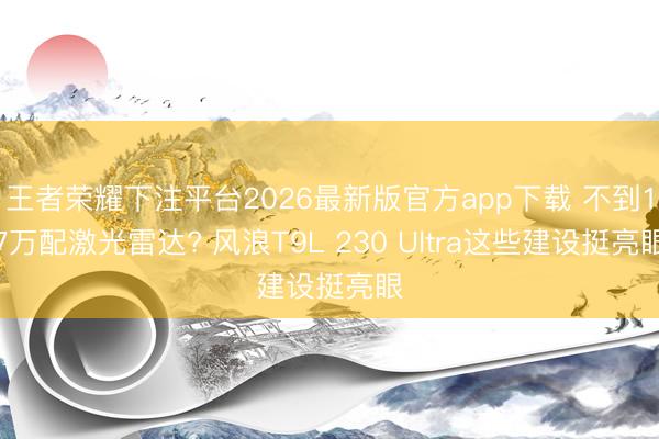 王者荣耀下注平台2026最新版官方app下载 不到17万配激光雷达? 风浪T9L 230 Ultra这些建设挺亮眼