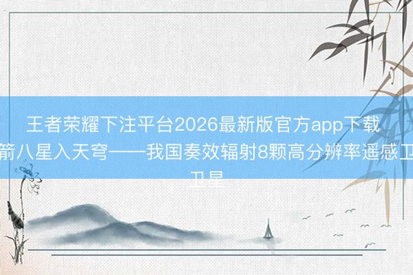 王者荣耀下注平台2026最新版官方app下载 一箭八星入天穹——我国奏效辐射8颗高分辨率遥感卫星